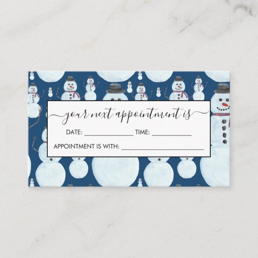 Niedlich Frosty Blue Snowman Wasserfarbmuster Terminkarte (Vorderseite)