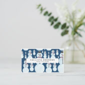 Niedlich Frosty Blue Snowman Wasserfarbmuster Visitenkarte (Stehend Vorderseite)