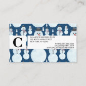 Niedlich Frosty Blue Snowman Wasserfarbmuster Visitenkarte (Rückseite)