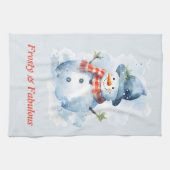 Niedlich Frosty & Fabulous Snowman zu Weihnachten Geschirrtuch (Horizontal)