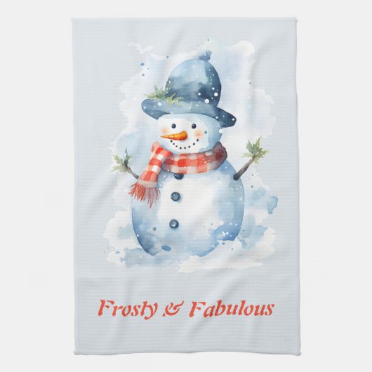 Niedlich Frosty & Fabulous Snowman zu Weihnachten Geschirrtuch (Vertikal)
