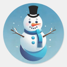 Niedlich Frosty Snowman Illustration Round Sticker
