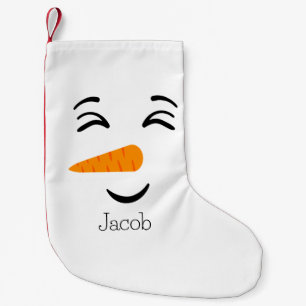 Niedlich Frosty the Snowman lächelt Gesicht Kleiner Weihnachtsstrumpf