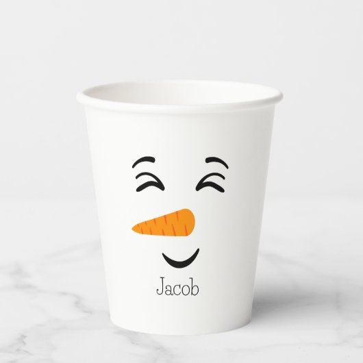 Niedlich Frosty the Snowman lächelt Gesicht Pappbecher (Vorderseite)