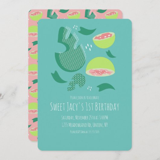 Niedlich Fruchtsalat Guava Sweet Birthday Einladung (Vorne/Hinten)