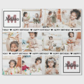 Niedlich Fügen Sie Ihr eigenes Foto Monogram Happy Geschenkpapier (Flach)