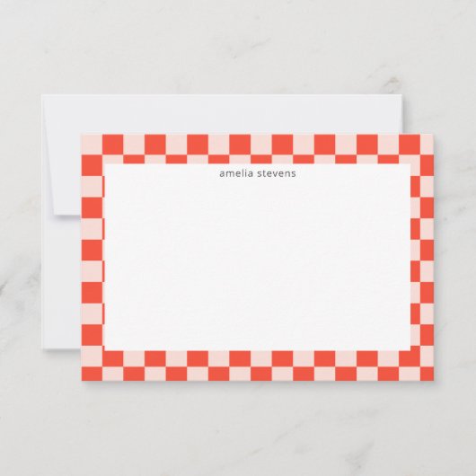 Niedlich Fun Checkerboard Mod, roter geometrischer Dankeskarte (Vorderseite)