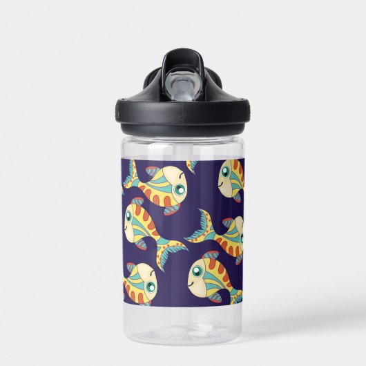 Niedlich Fun Fish Muster Navy Blue Trinkflasche (Vorne)