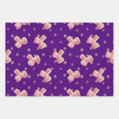 Niedlich Fun Gold Indigo Pink Weihnachtsmuster Geschenkpapier Set (Vorderseite 2)