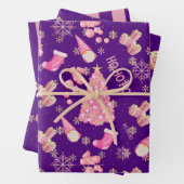 Niedlich Fun Gold Indigo Pink Weihnachtsmuster Geschenkpapier Set (Beispiel)
