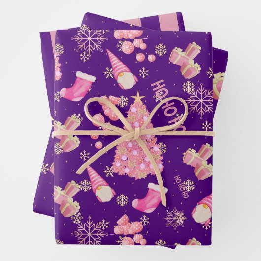 Niedlich Fun Gold Indigo Pink Weihnachtsmuster Geschenkpapier Set (Beispiel)