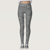 Niedlich Fun Grau Weiße Hühnchen Silhouette Leggin Leggings (Vorderseite)