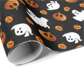 Niedlich Fun Halloween Ghost Pumpkin-Muster Geschenkpapier (Rolleneckpunkt)