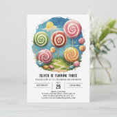 Niedlich Fun Lollipop Geburtstag Einladung (Stehend Vorderseite)