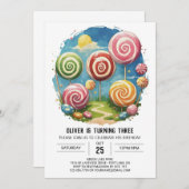 Niedlich Fun Lollipop Geburtstag Einladung (Vorne/Hinten)
