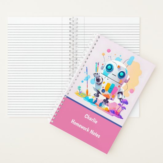 Niedlich & Fun Messy Robot Paint Splashes School Notizblock (Innen)