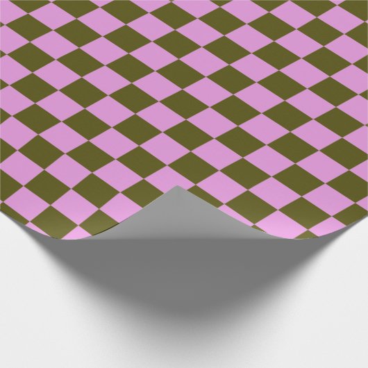 Niedlich Fun Modernes Schachbrett Olive Lilac Geom Geschenkpapier (Ecke)