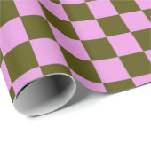 Niedlich Fun Modernes Schachbrett Olive Lilac Geom Geschenkpapier (Rolleneckpunkt)