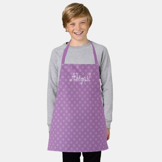 Niedlich Fun Personalisiert Lavender Polka Dot Mus Schürze (Getragen)