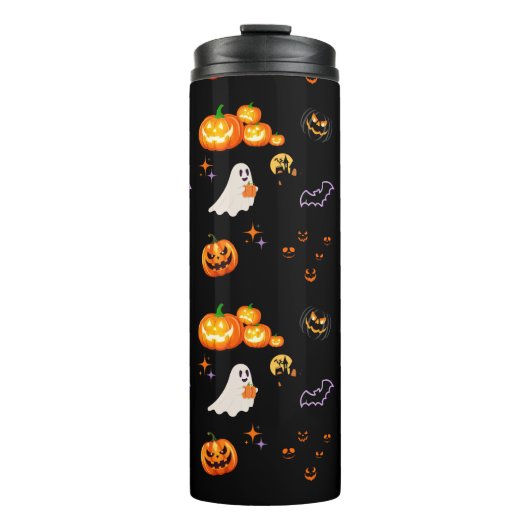 Niedlich Fun Pumpkin Ghost Hexe Halloween-Party Thermosbecher (Vorderseite)