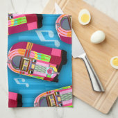 Niedlich Fun Retro Fifties Neon Jukebox Muster Handtuch (Viertel Falte)