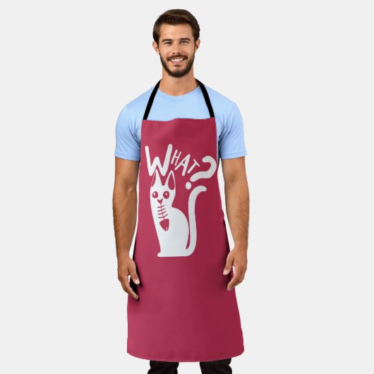 Niedlich Fun Spaß Joke Minimal Roter Cartoon Katze Schürze (Getragen)