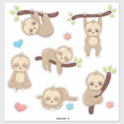 Niedlich Funny Albern Sleepy Sloth Aufkleber (Blatt)