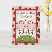 Niedlich Funny Awkward I Liebe Sie Cartoon Rinder Karte (Gelbe Blume)