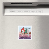 Niedlich Funny Behielt Calm Sloth in Winter Hat & Magnet (In Situ (Geschirrspüler))