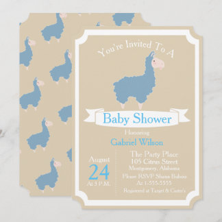 Niedlich Funny Blue Llama Baby Babydusche Einladung