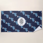 Niedlich Funny Blue Llamas mit Initials Strandtuch (Vorderseite)