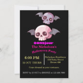 Niedlich Funny Bonjour Pun Halloween Einladung (Vorderseite)