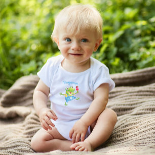 Niedlich Funny Boy Frog Blue Girl Baby Bodysuit Strampler