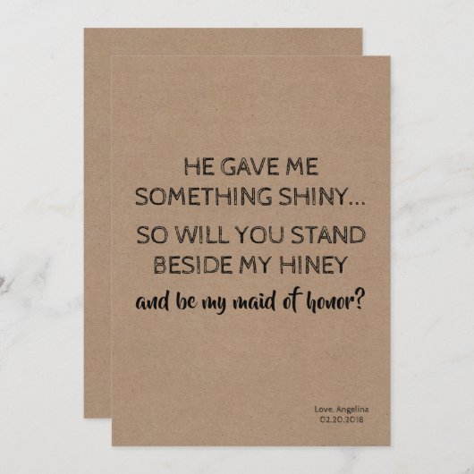 Niedlich Funny Bridesmaid / Vorschlag für eine Tra Einladung (Vorne/Hinten)