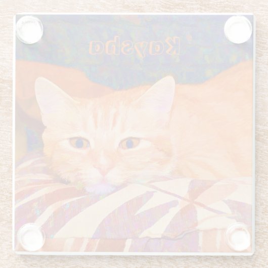 Niedlich Funny Bright Orange Tabby Cat Glasuntersetzer (Rückseite)