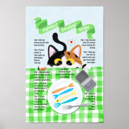 Niedlich Funny Calico Cat Frühstücksbuffet Rezept Poster