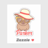 Niedlich Funny Capybara Modernes Monogramm Aufkleber (Blatt)