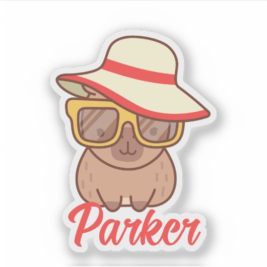 Niedlich Funny Capybara Modernes Monogramm Aufkleber (Vorderseite)