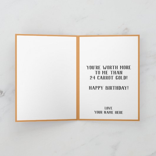 Niedlich Funny Carrot Pun Großvater Happy Birthday Dankeskarte (Innenseite)