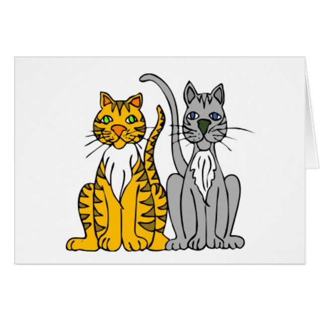 Niedlich Funny Cartoon Alley Cats Whimsical (Vorderseite (Horizontal))