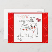 Niedlich Funny Cartoon Cat Liebe Postkarte (Vorne/Hinten)