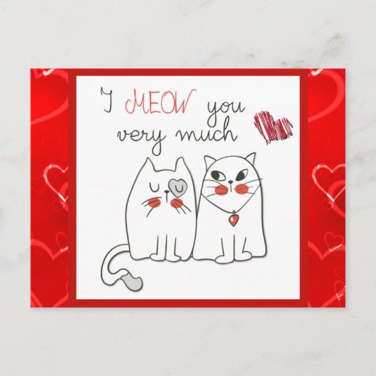 Niedlich Funny Cartoon Cat Liebe Postkarte (Vorderseite)