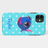 Niedlich Funny Cartoon Fisch Personalisiert Polka  Case-Mate iPhone Hülle (Rückseite (Horizontal))