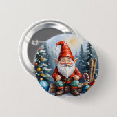 Niedlich Funny Cartoon Frohe Weihnachtsgnome Button (Vorne & Hinten)