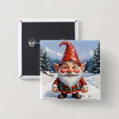 Niedlich Funny Cartoon Frohe Weihnachtsgnome Button (Vorne & Hinten)
