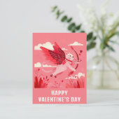 Niedlich Funny Cat Cupid Valentinstag Postkarte (Stehend Vorderseite)