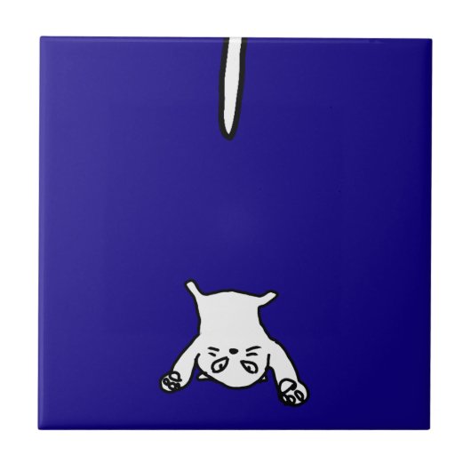 Niedlich & Funny Cat Doodle auf Blue Fliese (Vorderseite)