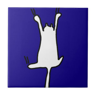 Niedlich & Funny Cat Doodle auf Blue Fliese