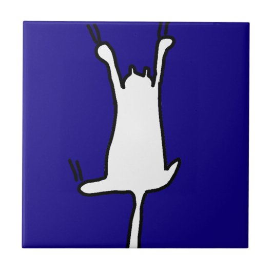 Niedlich & Funny Cat Doodle auf Blue Fliese (Vorderseite)