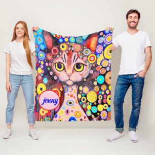 NIEDLICH FUNNY CAT   FARBE ART CAT FLEECEDECKE